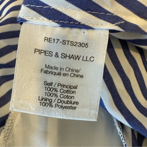 Veronica Beard Striped Ruched Shirt Dress Blue White Cotton - Picture 8 of 8